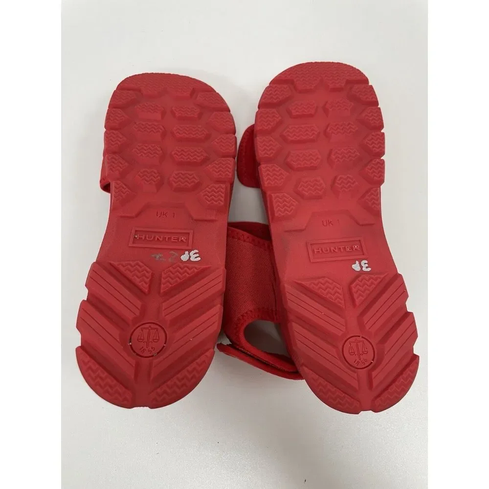 Hunter‎ Sandals Girls Size 3 Wellies Outdoor Big Kid Sandals Red Summer Colorful